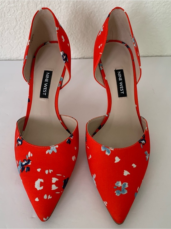 Nine West Shoes - Nine West Red Floral Pointed D'Orsay Heels 3 inch Size 6.5M Satin